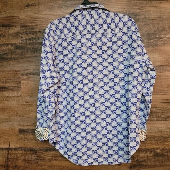Robert Graham Button Front Shirt 2XL Blue White Multi Preppy - Picture 2 of 12